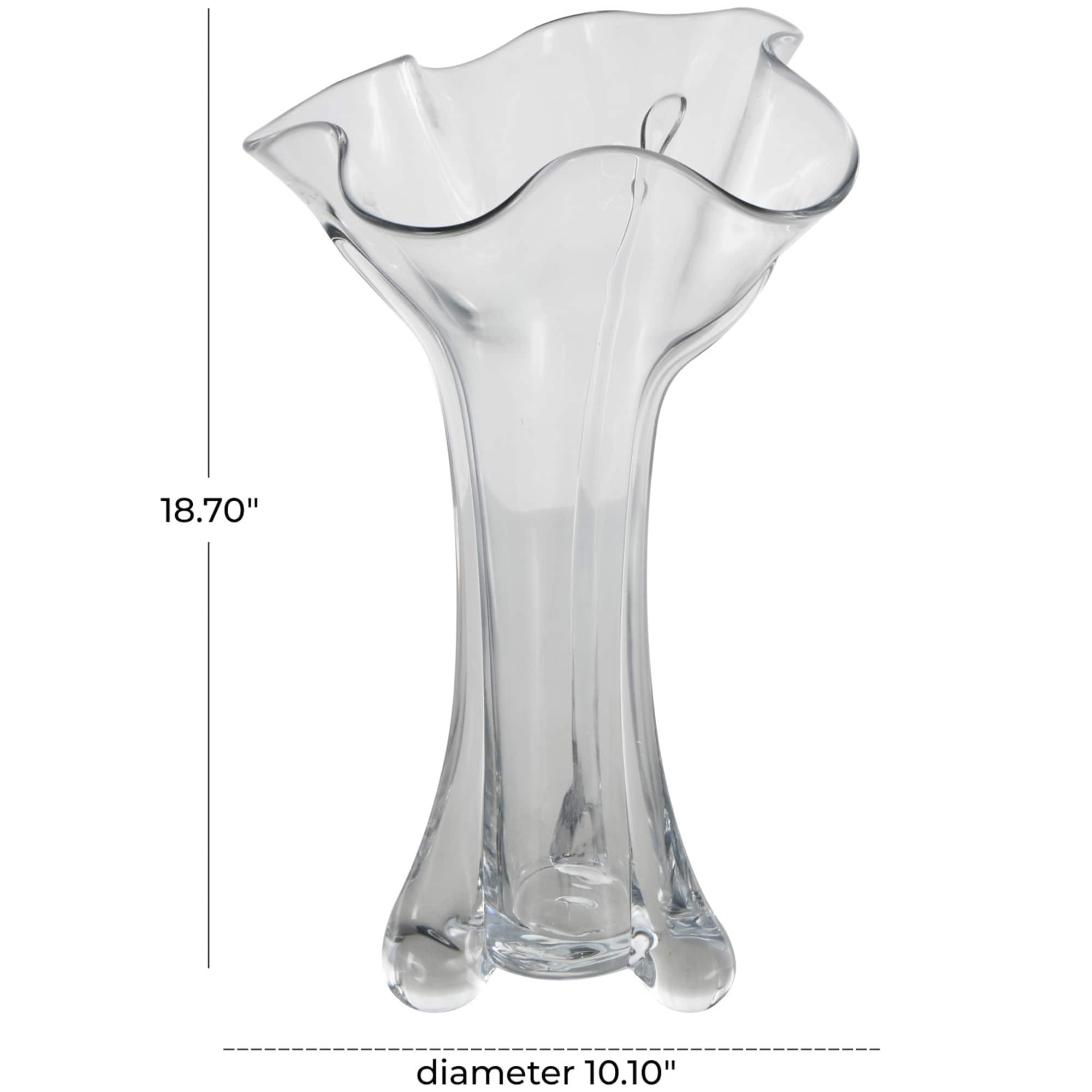 Clear Abstract Fluted Tulip Glass Vase
